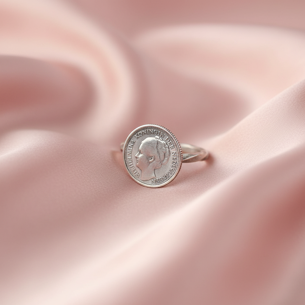 Wilhelmina ring op roze zijde