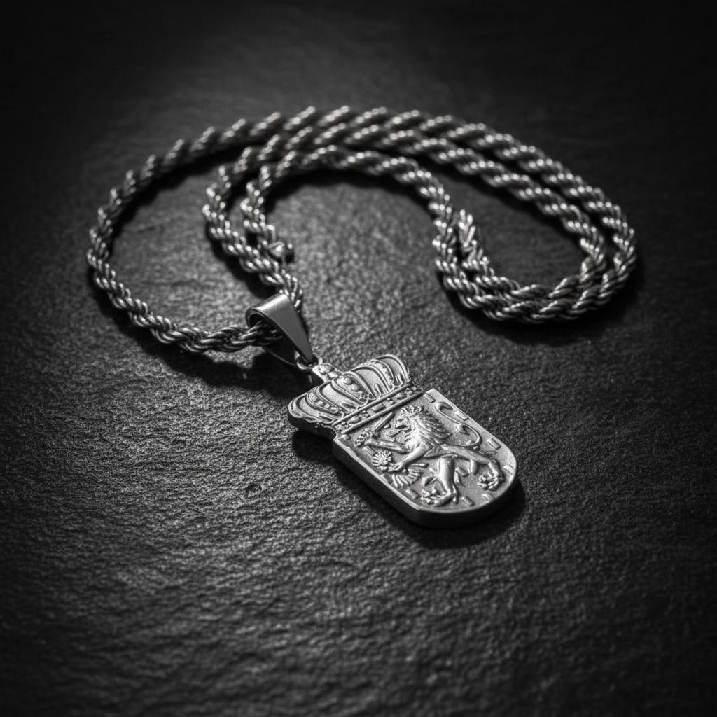 Kroon en leeuw op steen