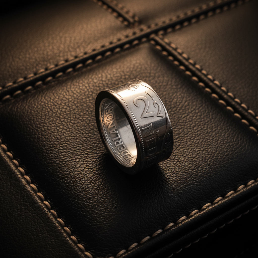 Ring op donker leer