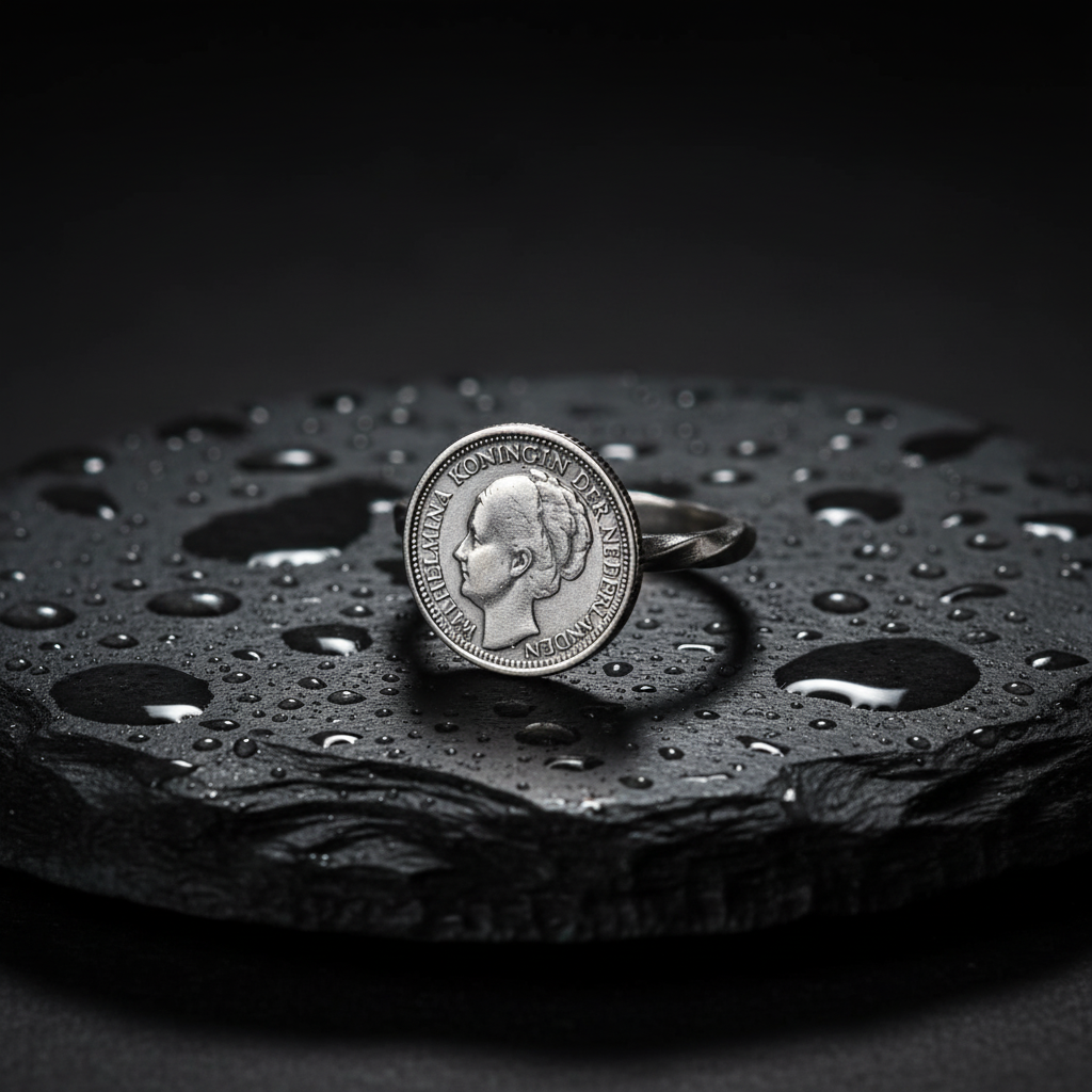 Wilhelmina ring op natte steen